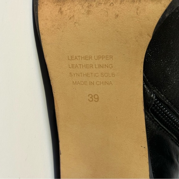 Black Leather Square Toe Boots Ankle Heels Size 9 - Picture 8 of 8
